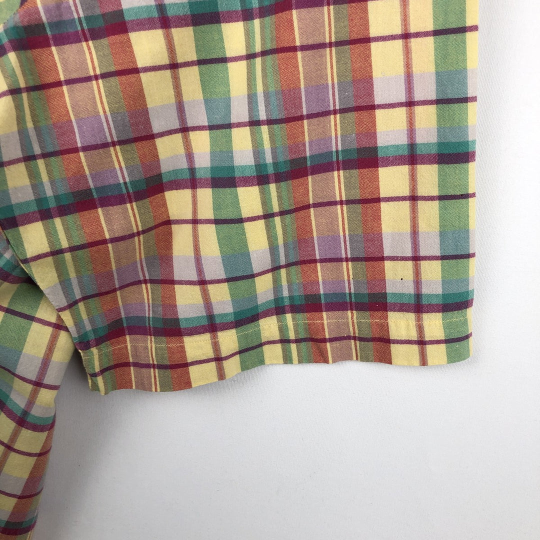 Ralph Lauren BLAKE Madras Check Short Sleeve Button Down Check Shirt Men's L size cotton yellow type Vintage Second Hand