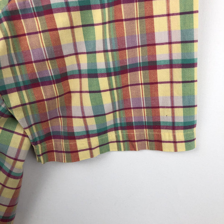 Ralph Lauren BLAKE Madras Check Short Sleeve Button Down Check Shirt Men's L size cotton yellow type Vintage Second Hand