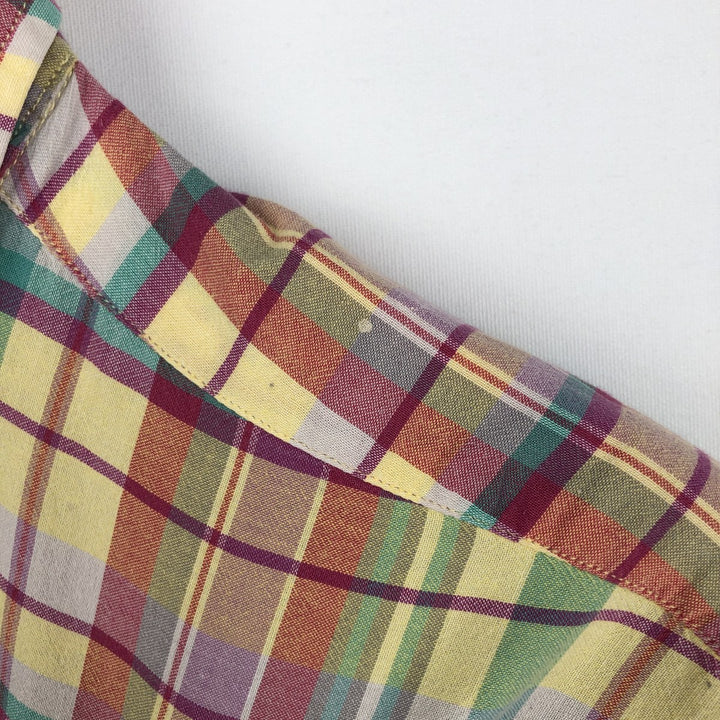 Ralph Lauren BLAKE Madras Check Short Sleeve Button Down Check Shirt Men's L size cotton yellow type Vintage Second Hand