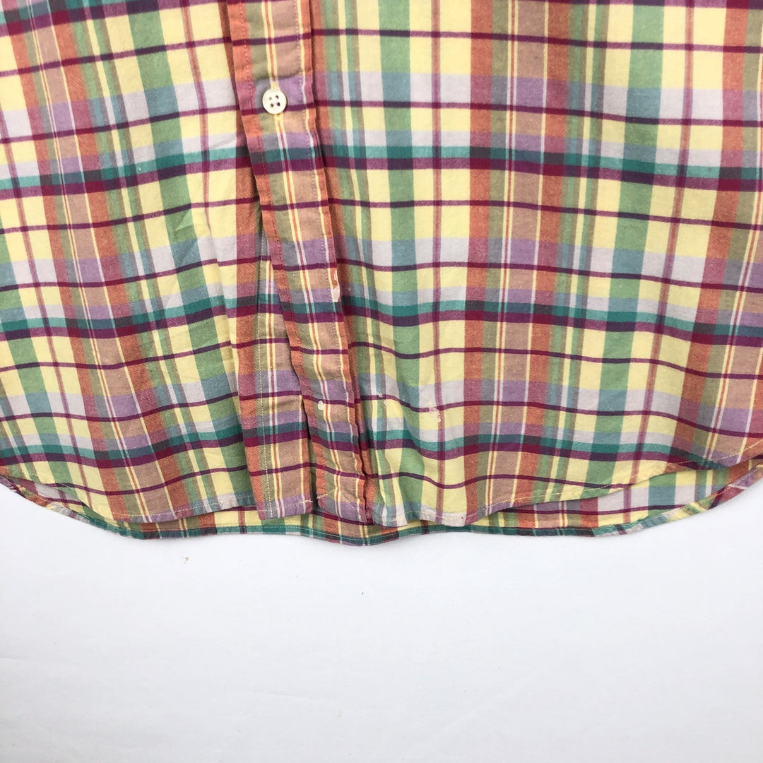 Ralph Lauren BLAKE Madras Check Short Sleeve Button Down Check Shirt Men's L size cotton yellow type Vintage Second Hand