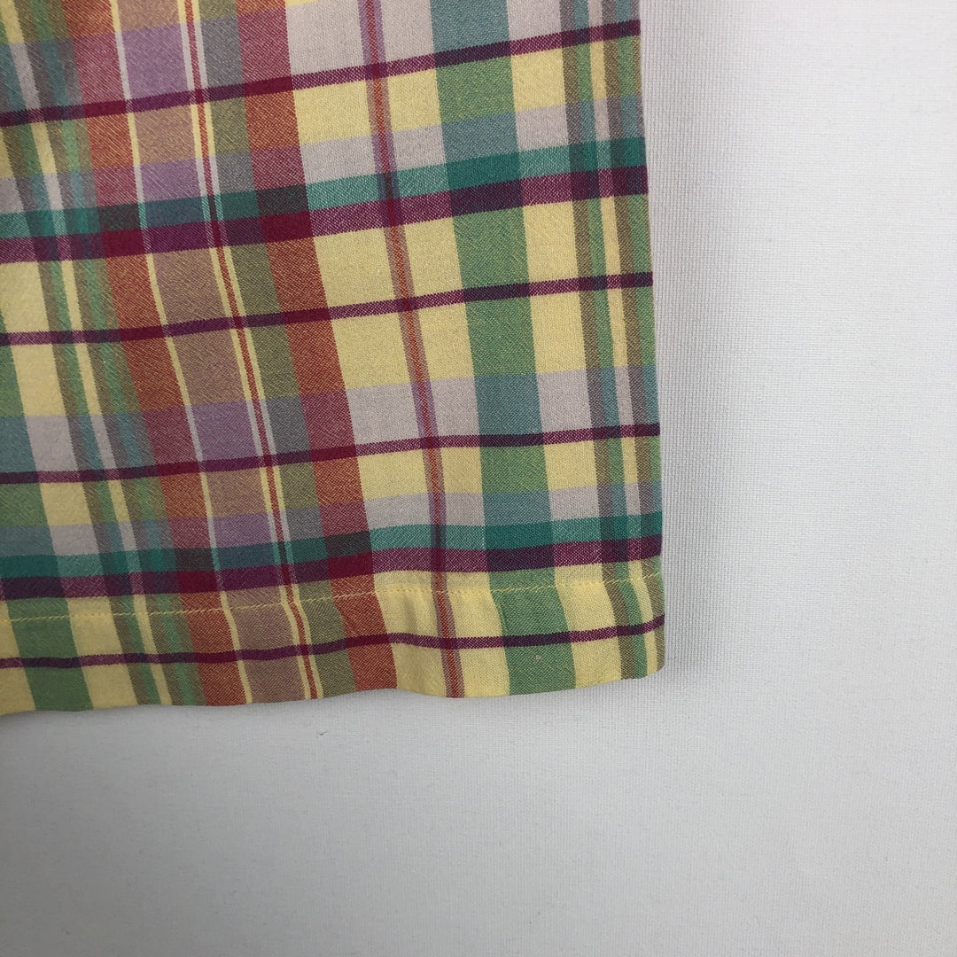 Ralph Lauren BLAKE Madras Check Short Sleeve Button Down Check Shirt Men's L size cotton yellow type Vintage Second Hand