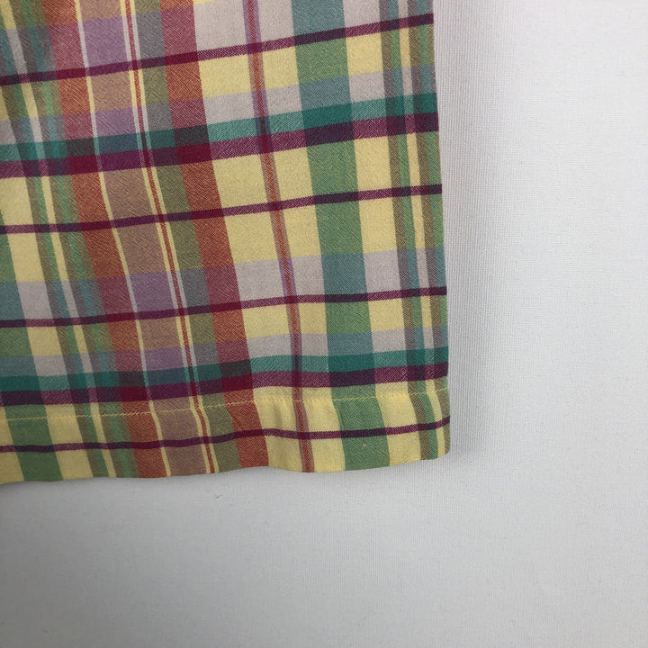 Ralph Lauren BLAKE Madras Check Short Sleeve Button Down Check Shirt Men's L size cotton yellow type Vintage Second Hand