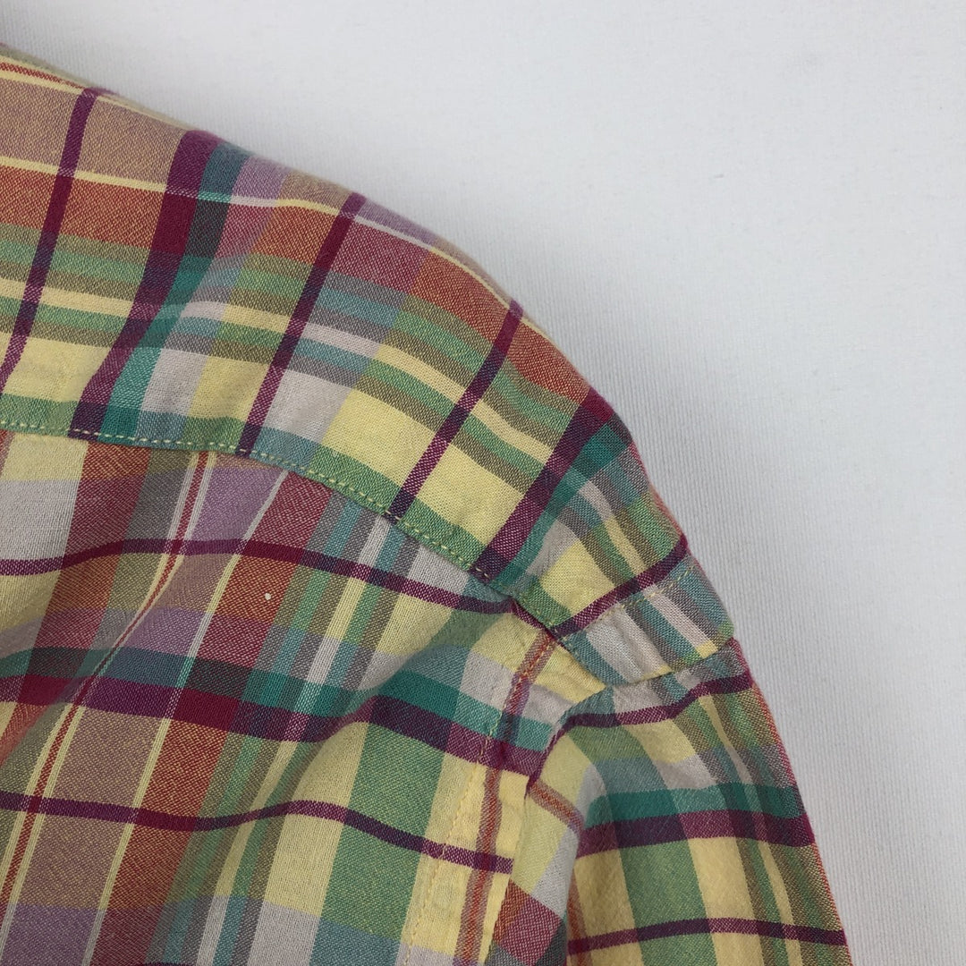 Ralph Lauren BLAKE Madras Check Short Sleeve Button Down Check Shirt Men's L size cotton yellow type Vintage Second Hand