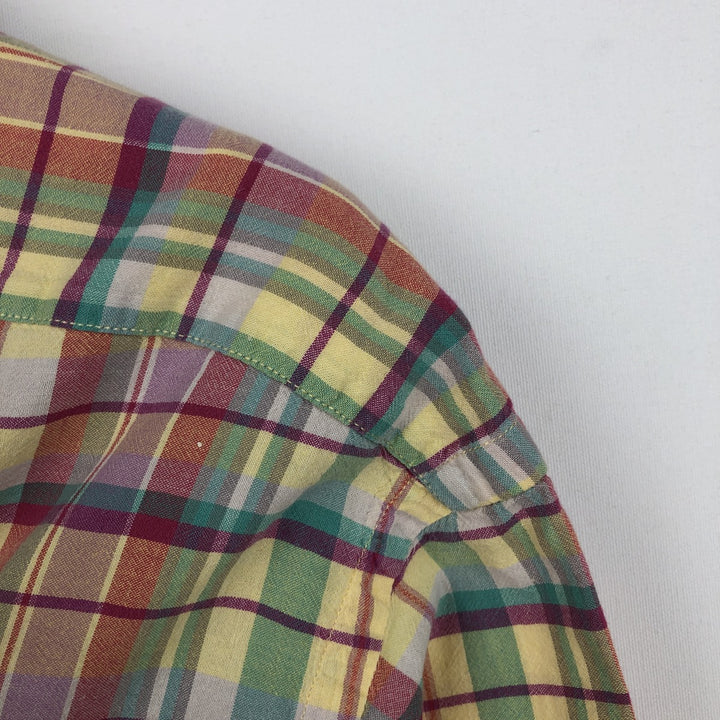 Ralph Lauren BLAKE Madras Check Short Sleeve Button Down Check Shirt Men's L size cotton yellow type Vintage Second Hand