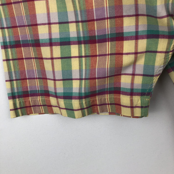 Ralph Lauren BLAKE Madras Check Short Sleeve Button Down Check Shirt Men's L size cotton yellow type Vintage Second Hand