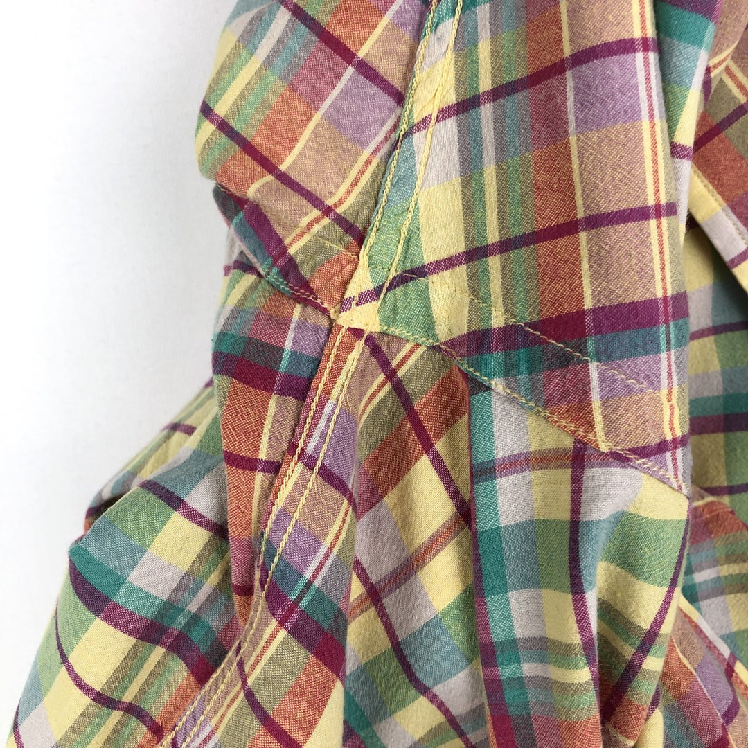 Ralph Lauren BLAKE Madras Check Short Sleeve Button Down Check Shirt Men's L size cotton yellow type Vintage Second Hand