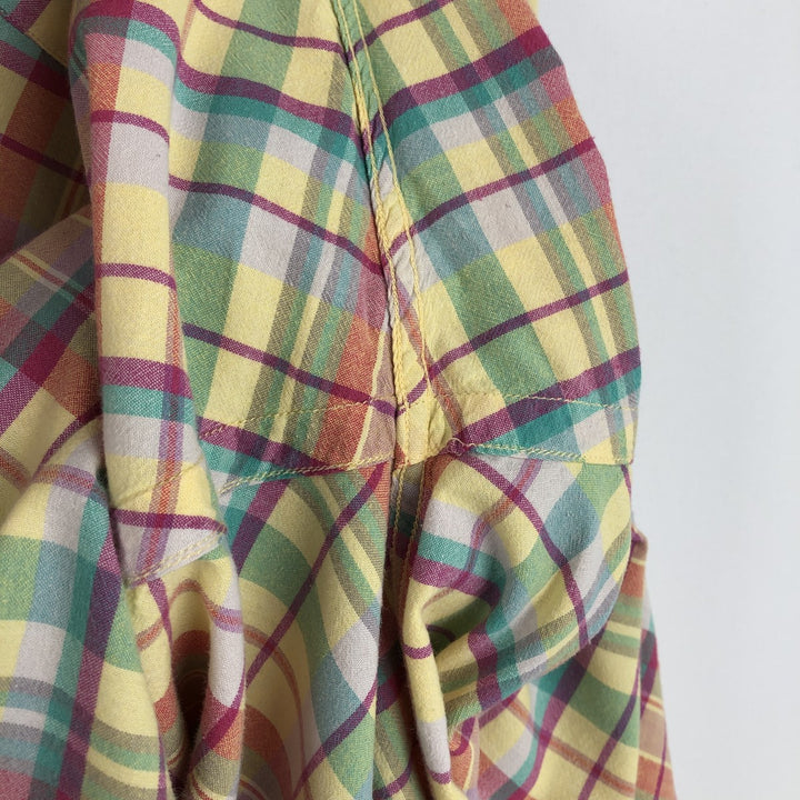 Ralph Lauren BLAKE Madras Check Short Sleeve Button Down Check Shirt Men's L size cotton yellow type Vintage Second Hand