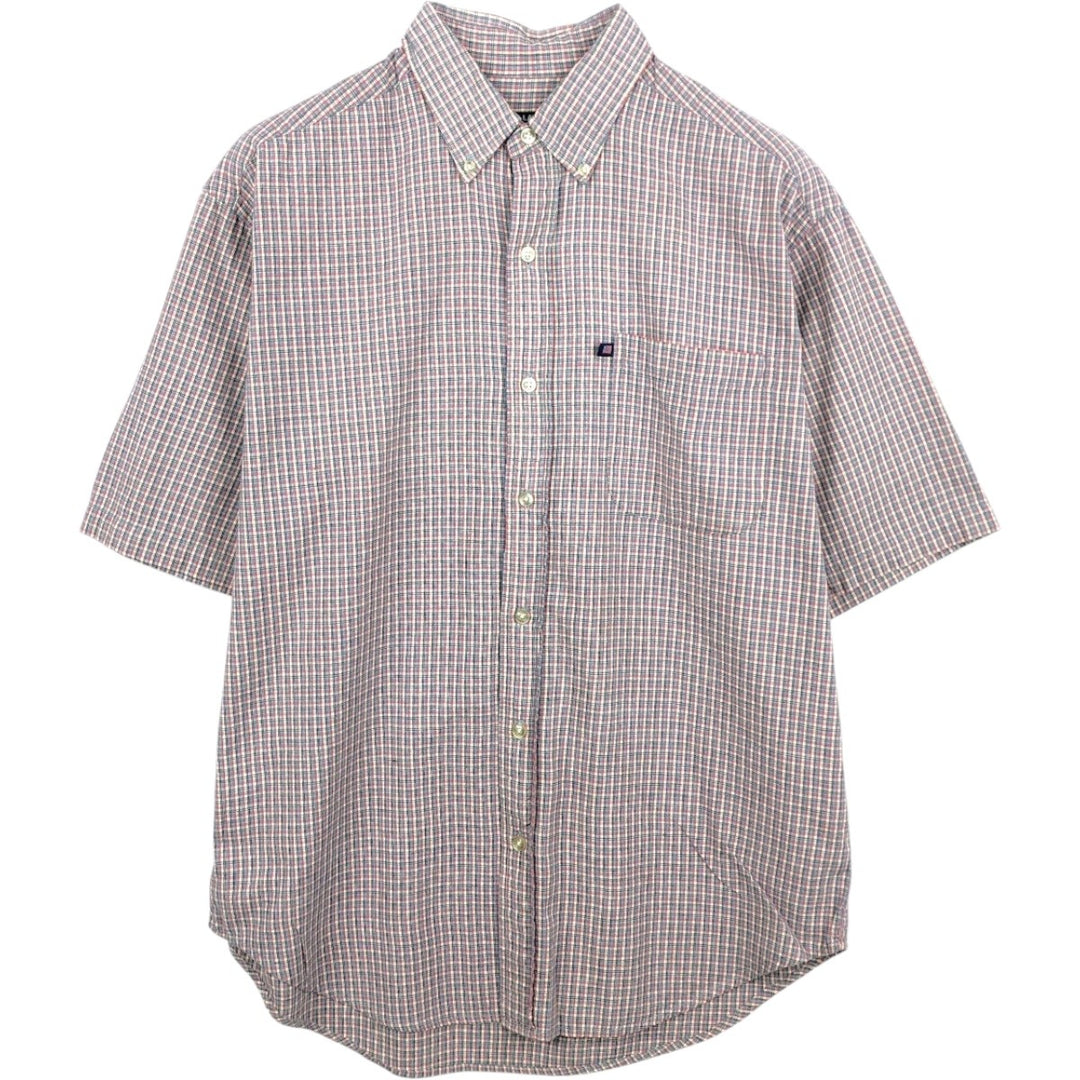 2000'S Ralph Lauren Polo Jeans Company short-sleeved button-down check shirt, men's size M cotton Blue type light blue Vintage Second Hand