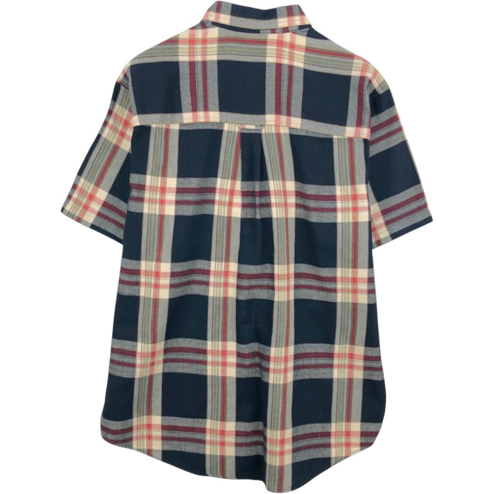 Ralph Lauren CHAPS short sleeve button down check shirt men's size M cotton navy blue type Vintage Second Hand