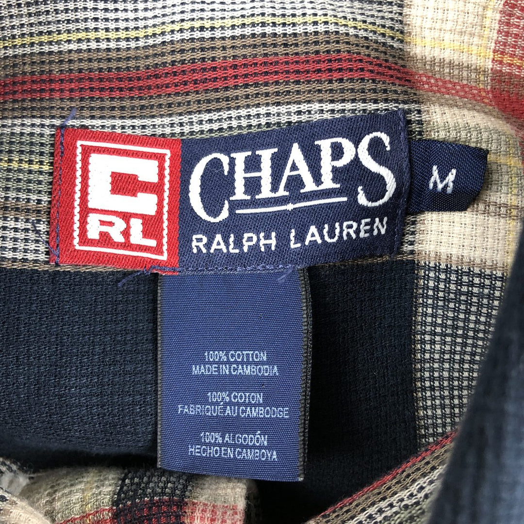 Ralph Lauren CHAPS short sleeve button down check shirt men's size M cotton navy blue type Vintage Second Hand