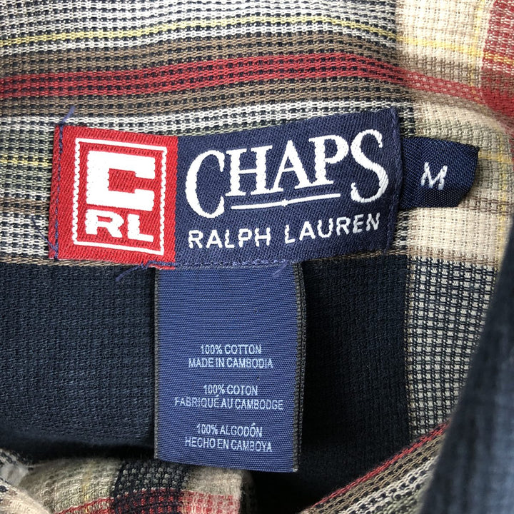 Ralph Lauren CHAPS short sleeve button down check shirt men's size M cotton navy blue type Vintage Second Hand