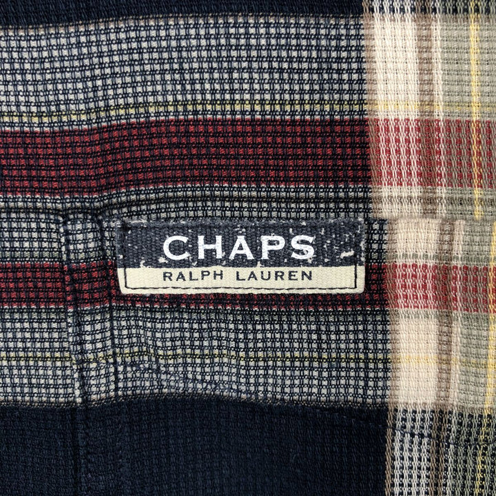 Ralph Lauren CHAPS short sleeve button down check shirt men's size M cotton navy blue type Vintage Second Hand