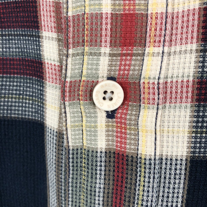 Ralph Lauren CHAPS short sleeve button down check shirt men's size M cotton navy blue type Vintage Second Hand