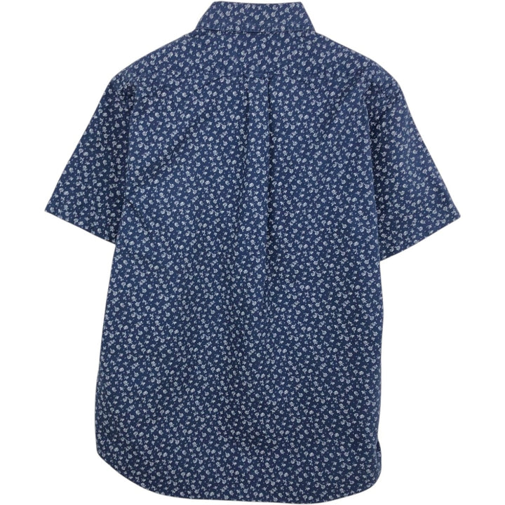Ralph Lauren all-over floral print short-sleeved button-down shirt, men's size M. cotton navy blue type Vintage Second Hand
