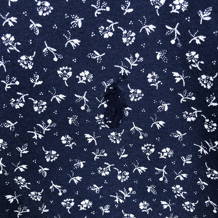 Ralph Lauren all-over floral print short-sleeved button-down shirt, men's size M. cotton navy blue type Vintage Second Hand