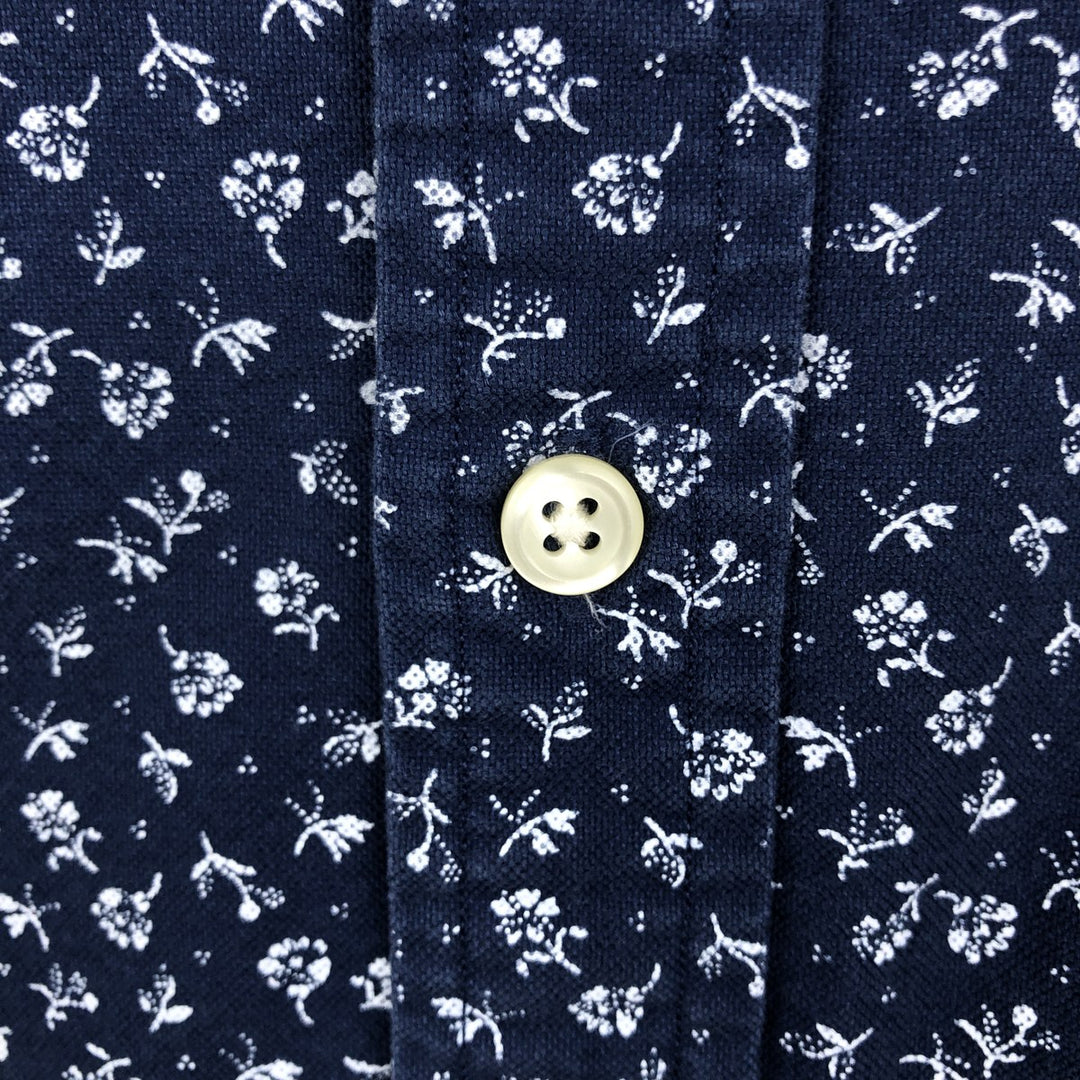 Ralph Lauren all-over floral print short-sleeved button-down shirt, men's size M. cotton navy blue type Vintage Second Hand