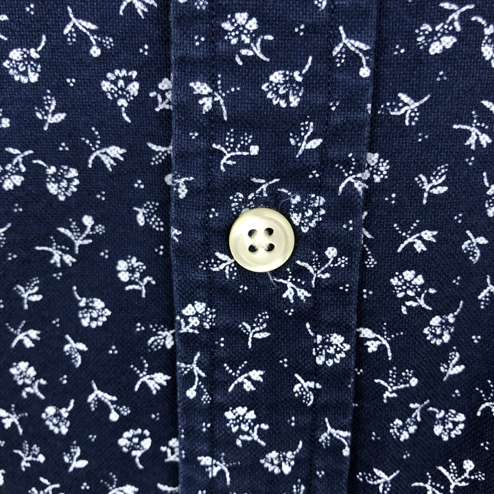 Ralph Lauren all-over floral print short-sleeved button-down shirt, men's size M. cotton navy blue type Vintage Second Hand