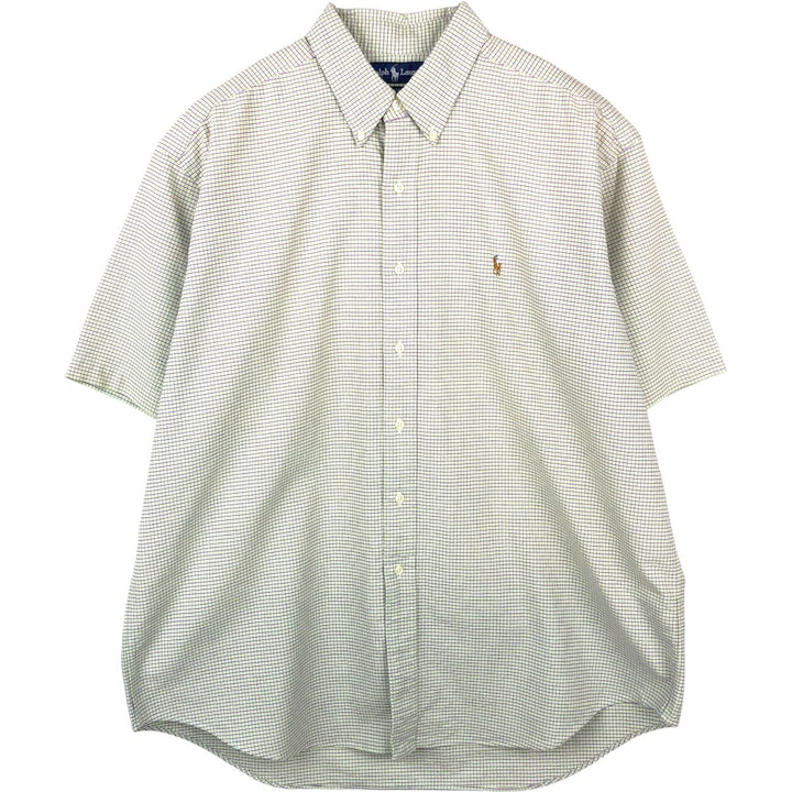 Ralph Lauren BLAKE short sleeve button down check shirt men's XL size cotton green type yellow green Vintage Second Hand