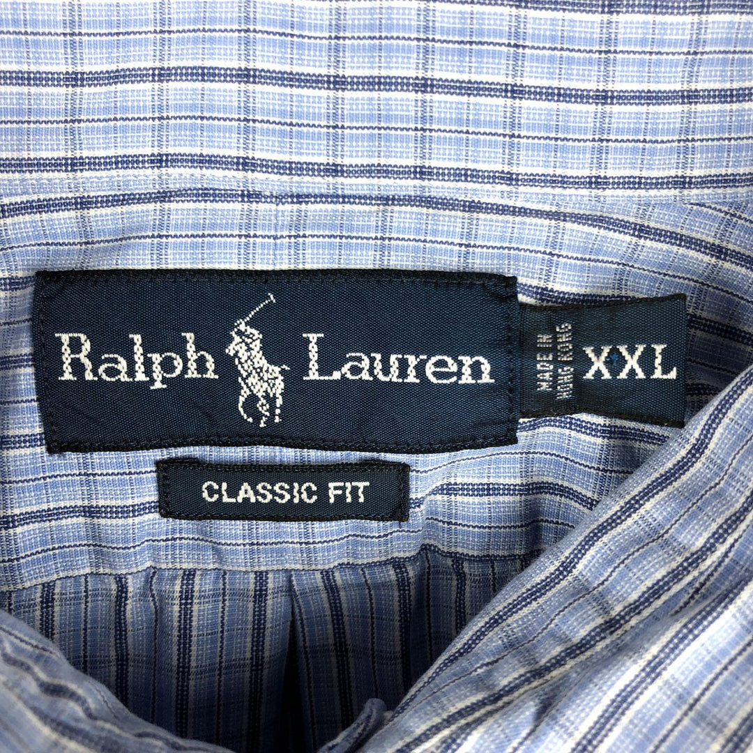Ralph Lauren Classic Fit Short Sleeve Button Down Check Shirt Men's XXL cotton Blue type light blue Vintage Second Hand