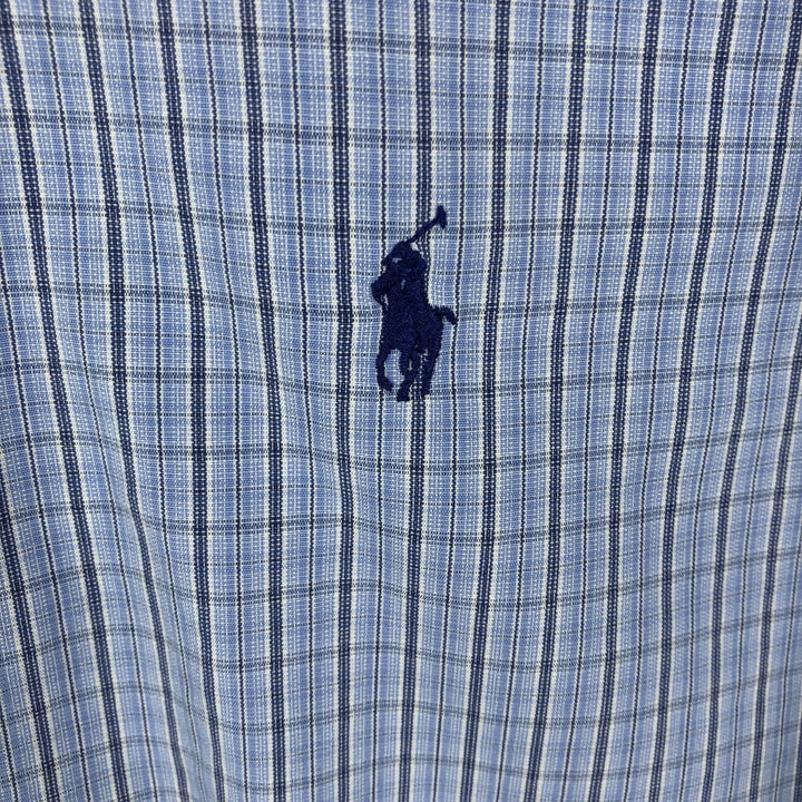 Ralph Lauren Classic Fit Short Sleeve Button Down Check Shirt Men's XXL cotton Blue type light blue Vintage Second Hand