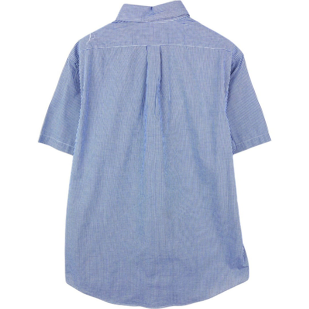 Ralph Lauren Gingham Check Short Sleeve Button Down Check Shirt Men's Size L cotton blue type Vintage Second Hand