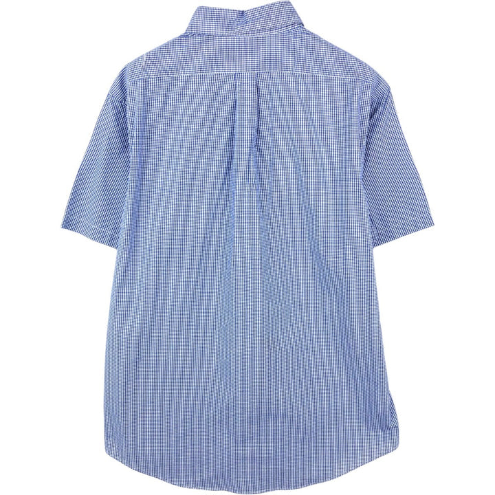 Ralph Lauren Gingham Check Short Sleeve Button Down Check Shirt Men's Size L cotton blue type Vintage Second Hand