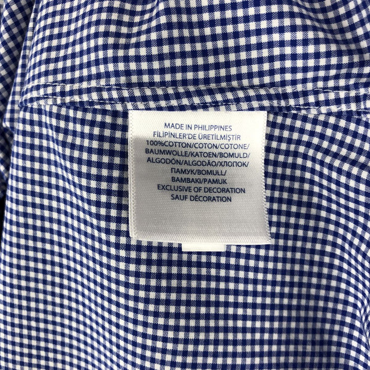 Ralph Lauren Gingham Check Short Sleeve Button Down Check Shirt Men's Size L cotton blue type Vintage Second Hand