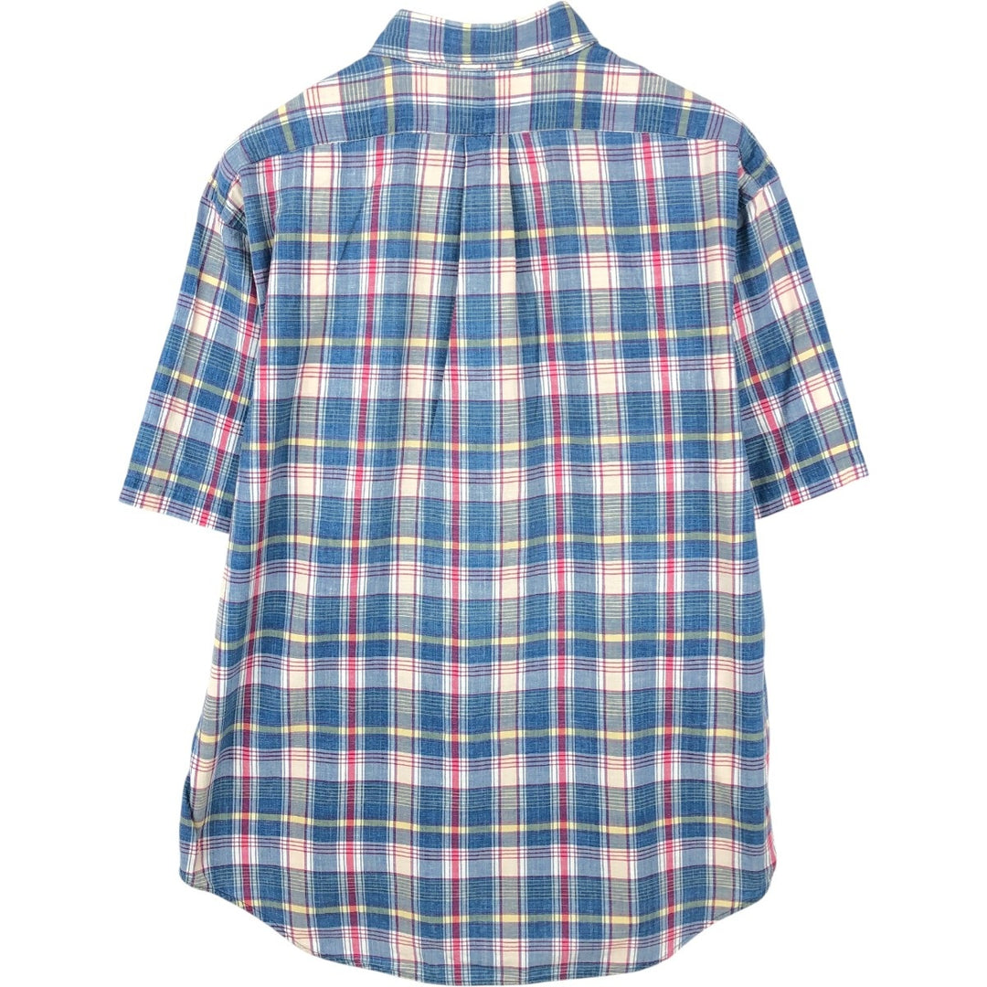 Ralph Lauren BLAKE short sleeve button down check shirt, men's size L cotton blue type Vintage Second Hand