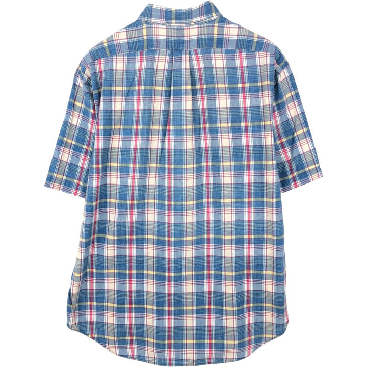 Ralph Lauren BLAKE short sleeve button down check shirt, men's size L cotton blue type Vintage Second Hand
