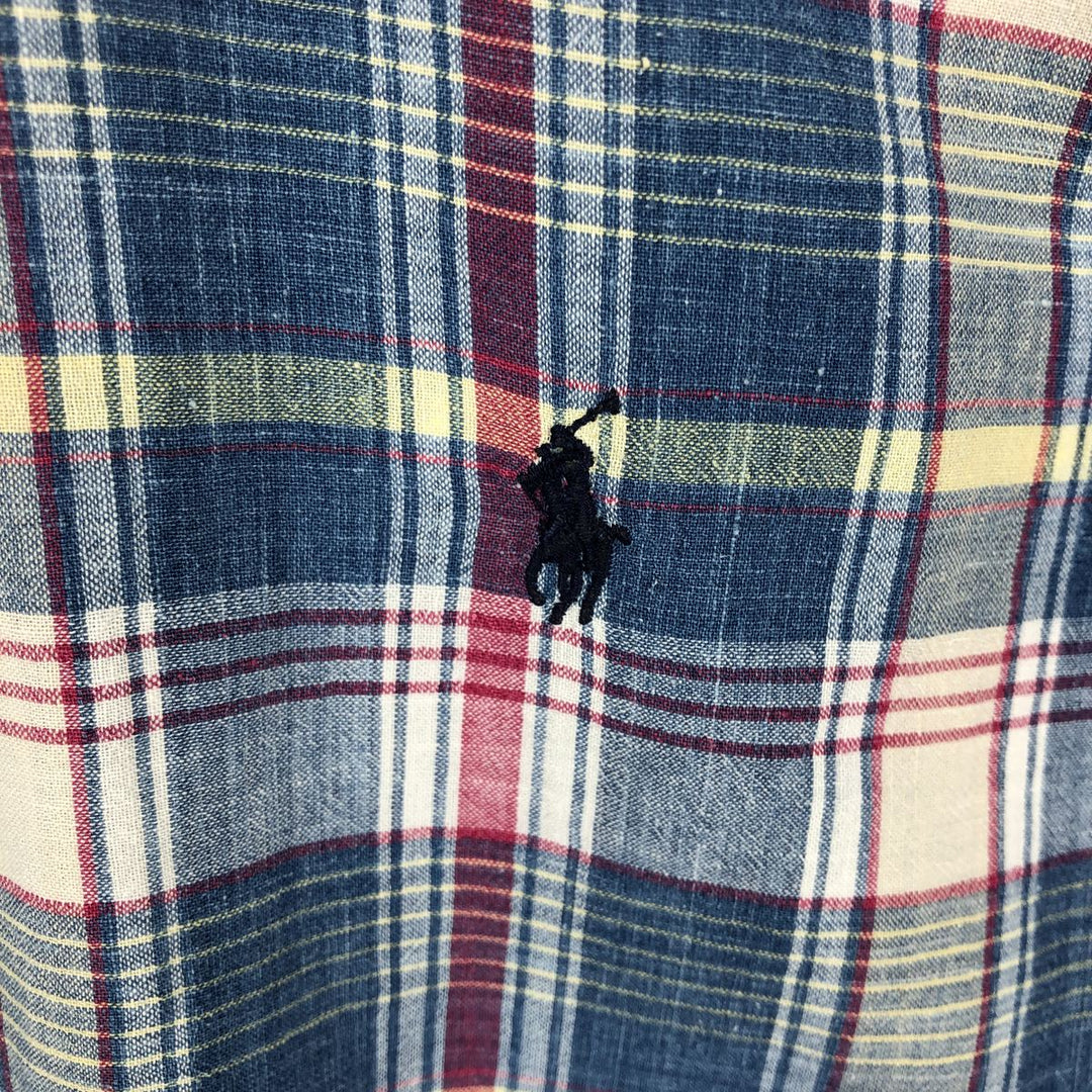Ralph Lauren BLAKE short sleeve button down check shirt, men's size L cotton blue type Vintage Second Hand