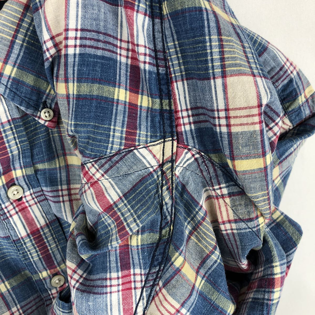 Ralph Lauren BLAKE short sleeve button down check shirt, men's size L cotton blue type Vintage Second Hand