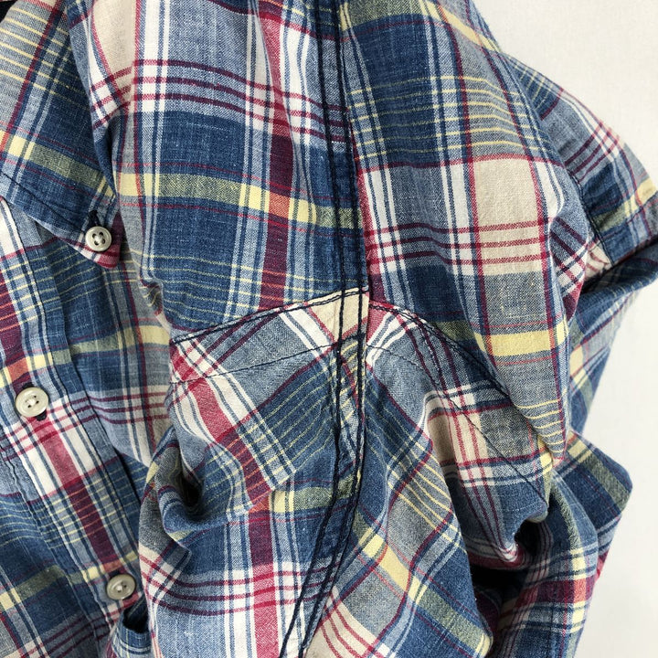 Ralph Lauren BLAKE short sleeve button down check shirt, men's size L cotton blue type Vintage Second Hand