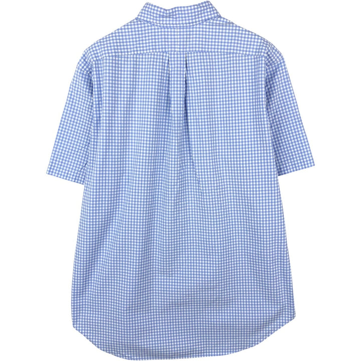 Ralph Lauren CLASSIC FIT Gingham Check Short-Sleeve Button-Down Check Shirt (Men's Size L) cotton blue type Vintage Second Hand