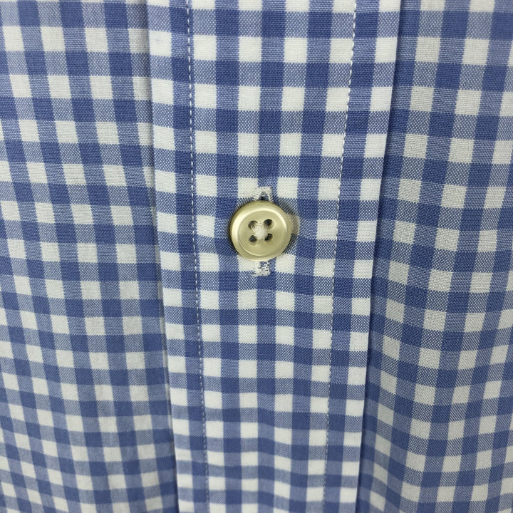Ralph Lauren CLASSIC FIT Gingham Check Short-Sleeve Button-Down Check Shirt (Men's Size L) cotton blue type Vintage Second Hand