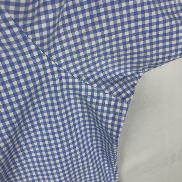 Ralph Lauren CLASSIC FIT Gingham Check Short-Sleeve Button-Down Check Shirt (Men's Size L) cotton blue type Vintage Second Hand