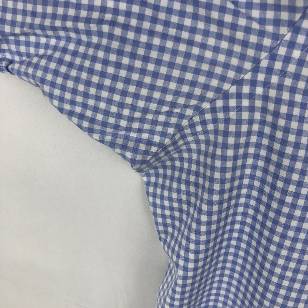 Ralph Lauren CLASSIC FIT Gingham Check Short-Sleeve Button-Down Check Shirt (Men's Size L) cotton blue type Vintage Second Hand