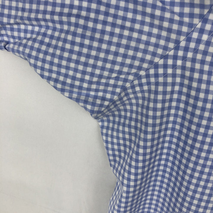 Ralph Lauren CLASSIC FIT Gingham Check Short-Sleeve Button-Down Check Shirt (Men's Size L) cotton blue type Vintage Second Hand