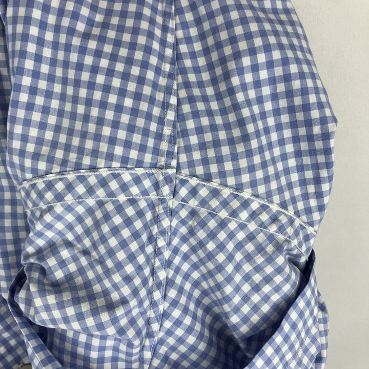 Ralph Lauren CLASSIC FIT Gingham Check Short-Sleeve Button-Down Check Shirt (Men's Size L) cotton blue type Vintage Second Hand