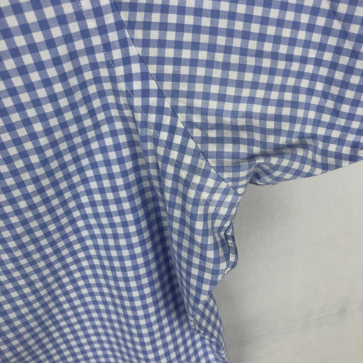 Ralph Lauren CLASSIC FIT Gingham Check Short-Sleeve Button-Down Check Shirt (Men's Size L) cotton blue type Vintage Second Hand