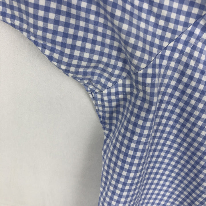 Ralph Lauren CLASSIC FIT Gingham Check Short-Sleeve Button-Down Check Shirt (Men's Size L) cotton blue type Vintage Second Hand