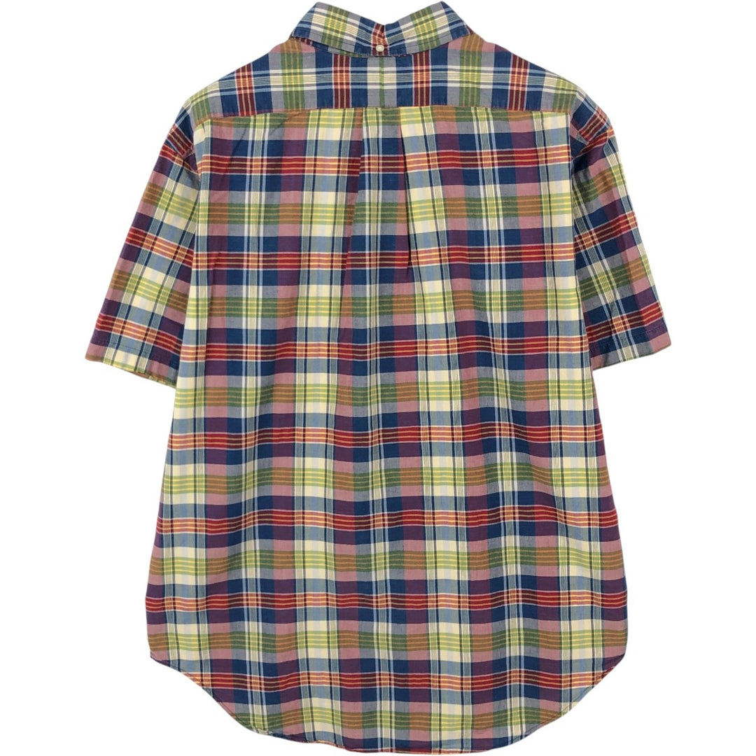Ralph Lauren CLASSIC FIT Madras Check Short-Sleeve Button-Down Check Shirt (Men's Size L) cotton blue type Vintage Second Hand