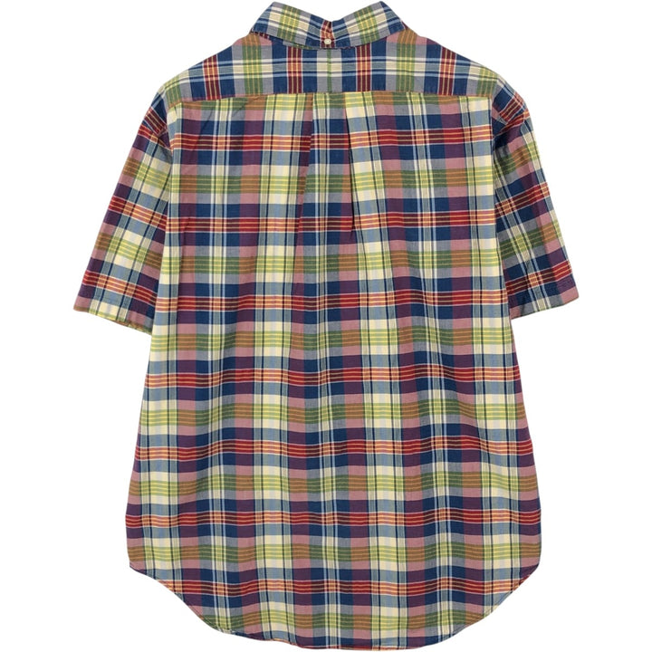 Ralph Lauren CLASSIC FIT Madras Check Short-Sleeve Button-Down Check Shirt (Men's Size L) cotton blue type Vintage Second Hand