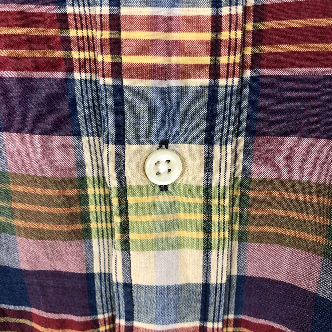 Ralph Lauren CLASSIC FIT Madras Check Short-Sleeve Button-Down Check Shirt (Men's Size L) cotton blue type Vintage Second Hand