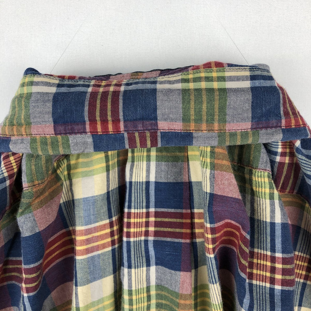 Ralph Lauren CLASSIC FIT Madras Check Short-Sleeve Button-Down Check Shirt (Men's Size L) cotton blue type Vintage Second Hand