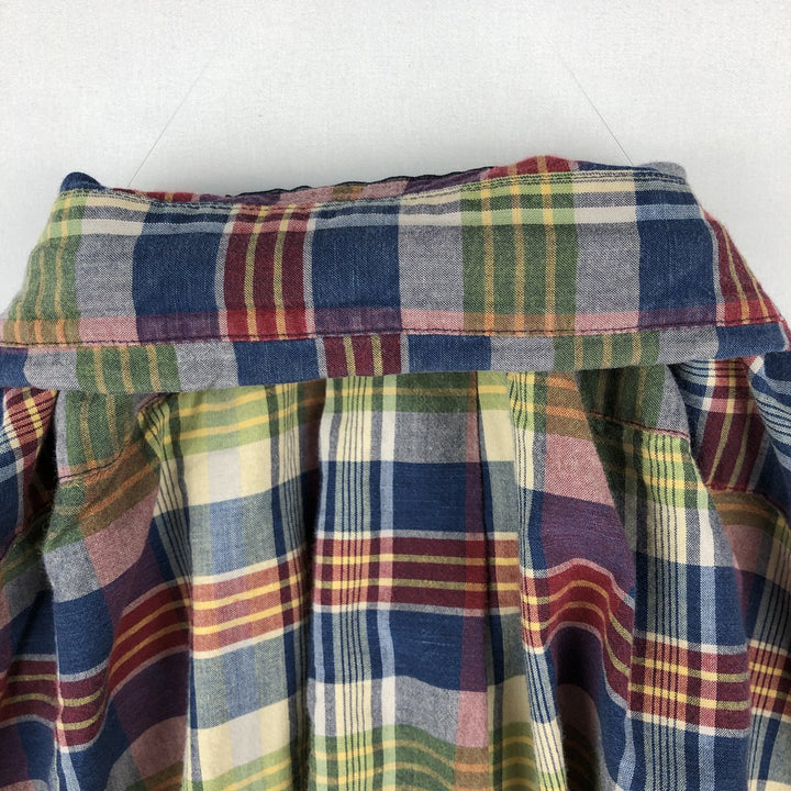 Ralph Lauren CLASSIC FIT Madras Check Short-Sleeve Button-Down Check Shirt (Men's Size L) cotton blue type Vintage Second Hand