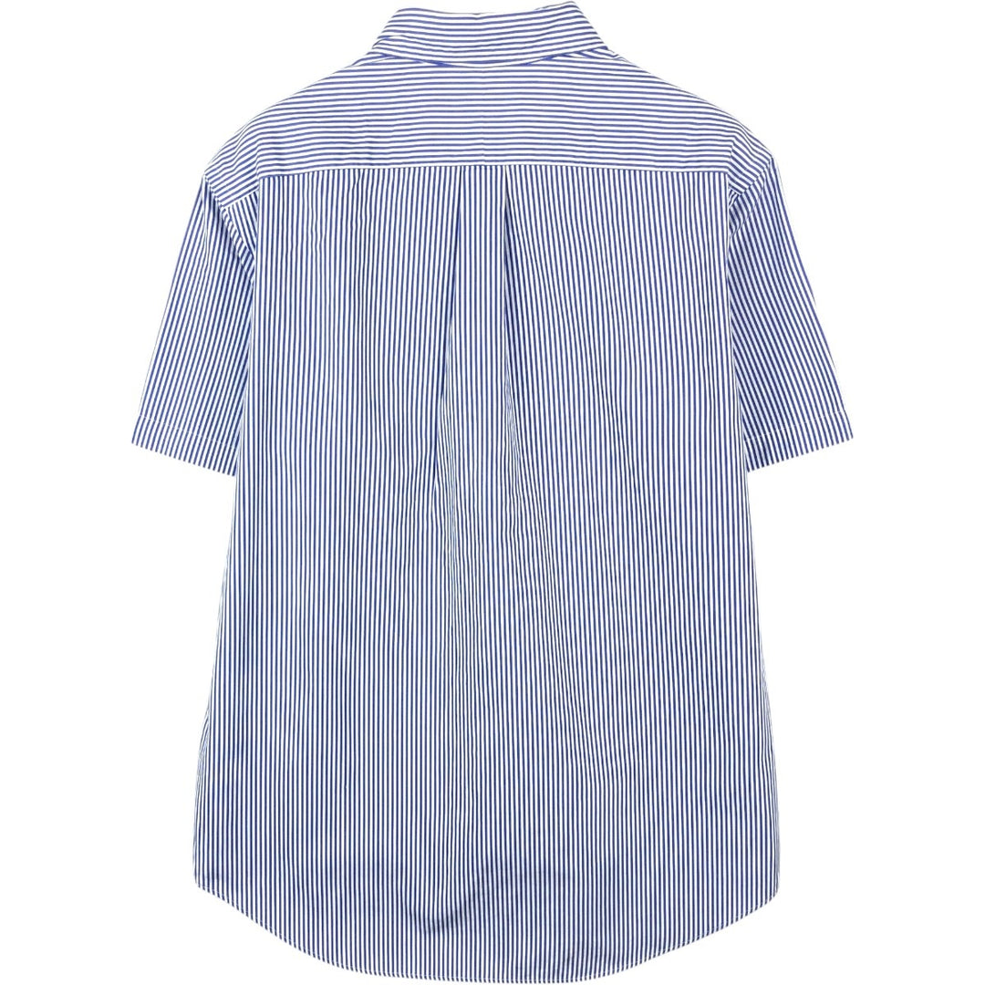 Ralph Lauren short sleeve button down striped shirt, men's size L cotton navy blue type Vintage Second Hand