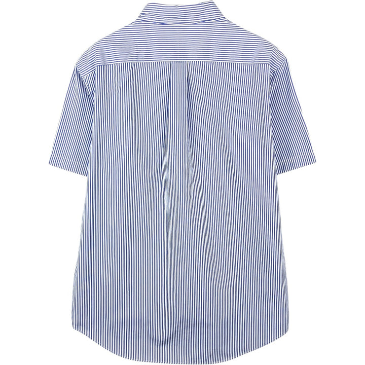 Ralph Lauren short sleeve button down striped shirt, men's size L cotton navy blue type Vintage Second Hand
