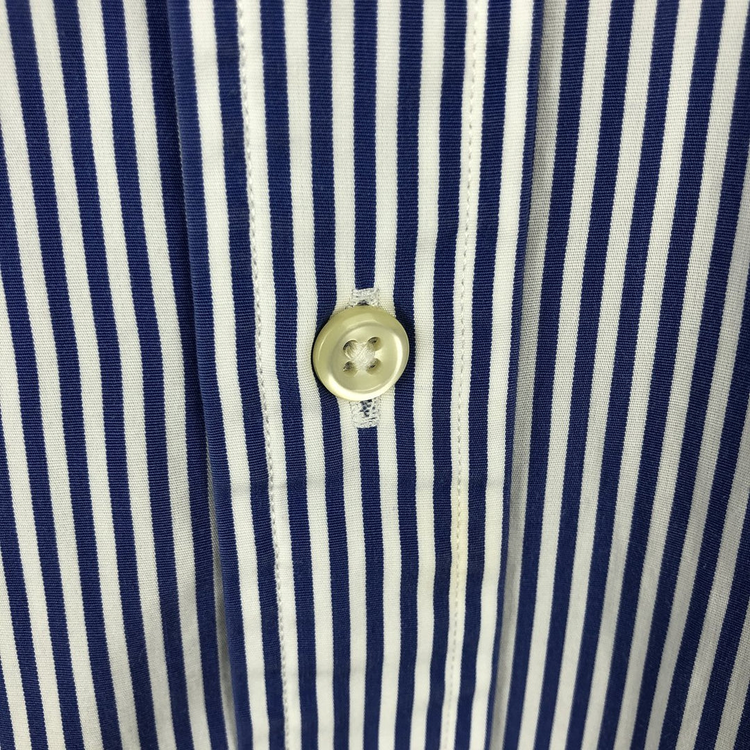 Ralph Lauren short sleeve button down striped shirt, men's size L cotton navy blue type Vintage Second Hand