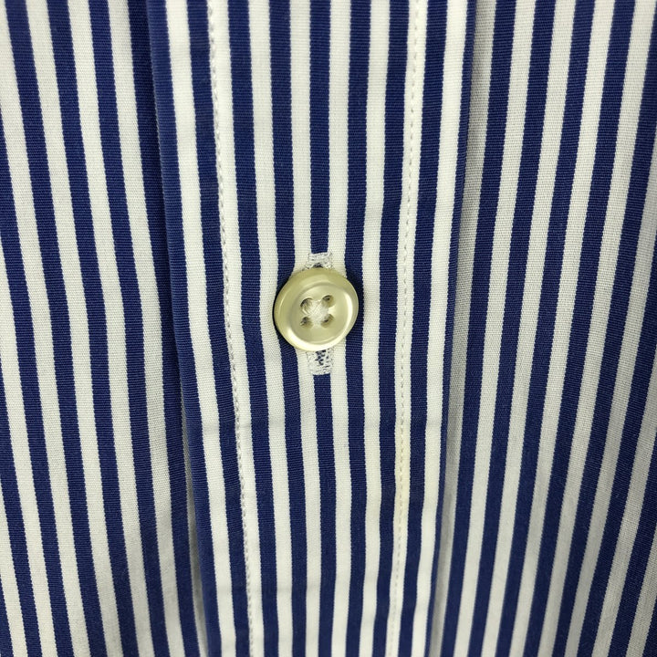 Ralph Lauren short sleeve button down striped shirt, men's size L cotton navy blue type Vintage Second Hand