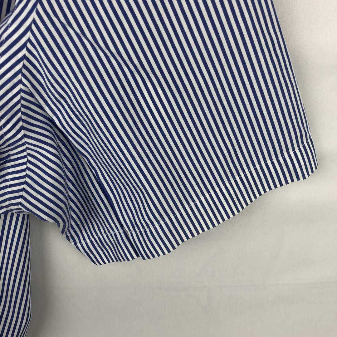 Ralph Lauren short sleeve button down striped shirt, men's size L cotton navy blue type Vintage Second Hand